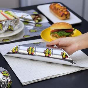 Papel de Aluminio Personalizado para Envolver Alimentos, Aislante, Impermeable, de Grado Alimenticio, para Hamburguesas, Pollo, Sándwiches, Comida Rápida - Product Image 3