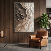 Peinture à l'huile 3D moderne à texture épaisse, peinte à la main, motif Canyon Brun abstrait, sur toile, taille personnalisable, encadrée, pour entrée