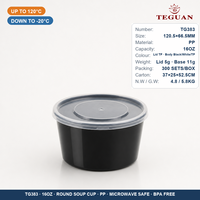 Gobelet alimentaire rond en plastique PP pour plats à emporter, boîte de conservation alimentaire, récipient micro-ondable pour soupes chaudes avec couvercle