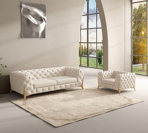 Salon nordique salon canapé 2 places rembourré vert velours Chesterfield canapés sectionnels canapé ensemble de meubles - Product Image 4