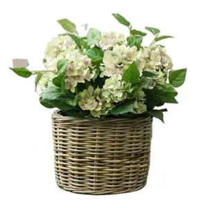 Kingsaule — panier à fleurs tissé à la main, Pot de plantes en paille pour l'intérieur et l'extérieur, pour décoration, 3 pièces