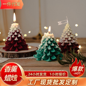 Vela perfumada con aroma a árbol de Navidad, vela de parafina roja y verde para decoración navideña - Product Image 5