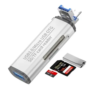 ADS-102 Adaptateur de lecteur de carte USB 3.0 multifonction 5 en 1 Micro / USB 3.0 Port Clé USB + Lecteur de carte mémoire SD + TF