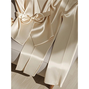 Elegante ufficio da <span class=keywords><strong>donna</strong></span> in raso due pezzi moda cintura con fiocco senza maniche canotte completo <span class=keywords><strong>Casual</strong></span> da <span class=keywords><strong>donna</strong></span> <span class=keywords><strong>estate</strong></span> - Product Image 5