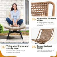 Haute qualité 360 °   Fauteuils de salon rotatifs pour patio, chaise pivotante en rotin tressé pour salon, chambre, jardin, balcon