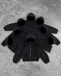 Custom Big Hood 480g Fleece Grueso Baggy Hombres Hombro Dropped Hoodies Unisex Heavyweight Oversized Boxy Cropped Fit Zip up Hoodie - Product Image 6
