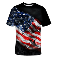 USA T-shirt Fourniture d'usine Drapeau américain Logo personnalisé Polyester T-shirt fin et confortable pour l'activité