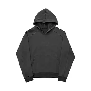 Benutzer definierte Luxus dunkelgraue Drop Shoulder übergroße Hoodie bestickte Herren Hoodies