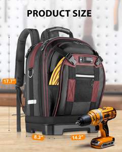 हटाने योग्य उपकरण आयोजक और लैपटॉप कम्पार्टमेंट हेवी टूल के साथ भारी शुल्क पुरुषों के काम बैकपैक टिकाऊ पॉलिएस्टर से बने - Product Image 3