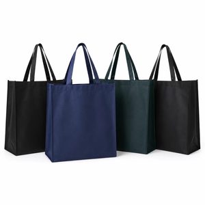 Large Non Woven Fabric Shopping Tote <b>Bag</b> With <b>Long</b> Handles For Groceries In Black Navy Green Colors - Product Image 1
