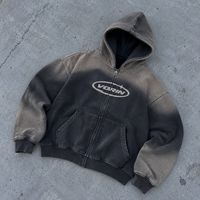 Sweat à capuche unisexe vintage délavé en molleton épais, avec logo personnalisé et imprimé graphique, style streetwear oversize
