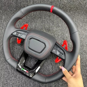Pour <span class=keywords><strong>Audi</strong></span> <span class=keywords><strong>Q3</strong></span> Q5 Q7 Q8 <span class=keywords><strong>RS</strong></span> <span class=keywords><strong>Q3</strong></span> <span class=keywords><strong>RS</strong></span> Q5L cuir noir perforé volant à fond plat avec palettes et boutons accessoires de voiture - Product Image 4