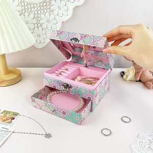 <span class=keywords><strong>Boîte</strong></span> <span class=keywords><strong>à</strong></span> <span class=keywords><strong>bijoux</strong></span> <span class=keywords><strong>musicale</strong></span> <span class=keywords><strong>à</strong></span> 2 niveaux <span class=keywords><strong>à</strong></span> imprimé floral, avec ballerine rotative et miroir, cadeau d'anniversaire idéal, best-seller - Product Image 4