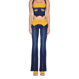 Iamgia Commercio Transfrontaliero Europeo-Americano: Pantaloni in Denim Y2K <span class=keywords><strong>a</strong></span> <span class=keywords><strong>Vita</strong></span> <span class=keywords><strong>Bassa</strong></span> con Ricami per Donna, Asciugatura Rapida - Product Image 2