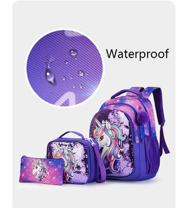 Set Zaino <span class=keywords><strong>Unicorno</strong></span> Carino 3 Pezzi con Paillettes Glitterate per Bambine e Ragazze, <span class=keywords><strong>Borsa</strong></span> Scuola per Studentesse delle Elementari con <span class=keywords><strong>Borsa</strong></span> Pranzo - Ingrosso Fabbrica - Product Image 6