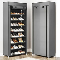 Meuble à chaussures multifonctionnel vintage en plastique à 10 niveaux, anti-poussière, avec housses de protection en tissu non tissé, pour entrées et couloirs