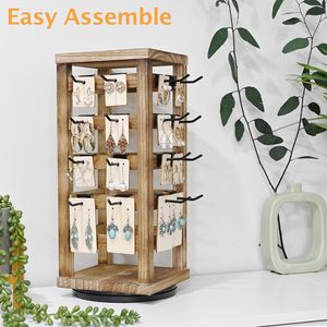 Custom Wooden <b>Rotating</b> Earings Jewelry <b>Display</b> <b>Stand</b> with 42 Hooks - Product Image 1