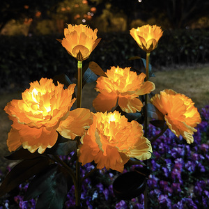 Led năng lượng mặt trời Vườn trang trí ánh sáng ấm áp hoa mẫu đơn trắng mô phỏng đèn lồng IP55 không thấm nước PVC cơ thể 360 Chùm tia góc ngoài trời - Product Image 3