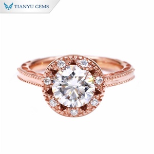 Tianyu แหวนหมั้นเพชร10K 14K 18K สีโรสโกลด์8.0มม. ทรง Vvs1รูปหัวใจและลูกศรทรงกลมสำหรับผู้หญิง - Product Image 1