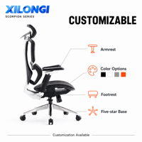 Silla de Juego Ergonómica BIFMA CLASE 4, Silla de Oficina Reclinable con Respaldo Alto de Malla, Reposabrazos de PU 6D y Reposacabezas en Forma de U
