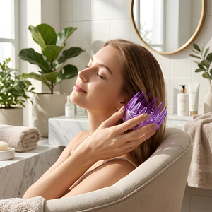 Peigne de massage Gua Sha manuel en PC avec logo, masseur de tête à grandes dents, <span class=keywords><strong>brosse</strong></span> à shampoing pour la relaxation quotidienne du cuir chevelu - Product Image 4