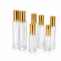 Flacon pulvérisateur de parfum en verre transparent 10ml 5ml, vaporisateur de voyage à fine brume, bouchon doré carré, logo personnalisé