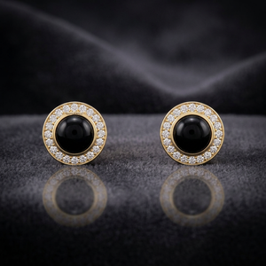 Natural Black Round Diamond <b>Halo</b> Stud <b>Earrings</b> in 10K 14K 18K Gold 925 935 Silver Fine Jewelry - Product Image 1