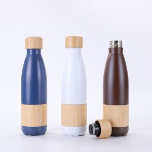 Botella de Agua Aislada al Vacío de Acero Inoxidable 304 Ecológica de 500 ml, con Base de Bambú y Tapa de Madera, Rendimiento Térmico de 6 a 12 Horas, Diseño Simple y Moderno - Product Image 1