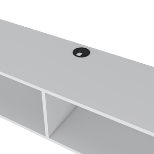 Floating Media Rack In Melamine <b>White</b> Two <b>Shelves</b> <b>Wall</b> <b>Shelf</b> For Living Room - Product Image 5