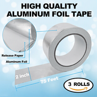 Pita Aluminium Foil 2 Inci X 225 Kaki Perekat Akrilik Dua Sisi Tahan Air Tahan Suhu Tinggi Tugas Berat