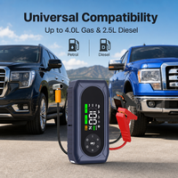 Démarreur de batterie portable 4-en-1 7200 mAh avec compresseur d'air 150 PSI, crête 800 A, gonfleur de pneus et lampe LED