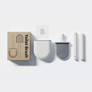 Brosse de nettoyage murale en silicone sans perforation pour toilettes domestiques, sans angles morts - Product Image 3