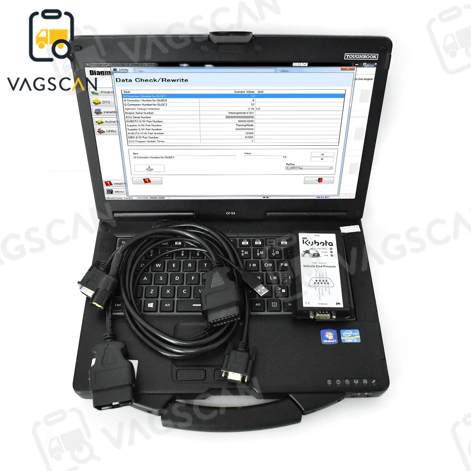 Voor Kubota Diagmaster Landbouwmachines Diagnostisch Hulpmiddel Voor Kubota Diagmasterkit (Python) Diagnostisch Hulpmiddel + Cf53 Laptop