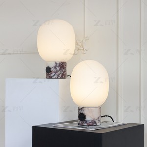 <b>Table</b> <b>Lamp</b> With Touch Control E27 Led Bulb <b>Base</b> Marble <b>Base</b> For Bedroom Bedside Use - Product Image 1