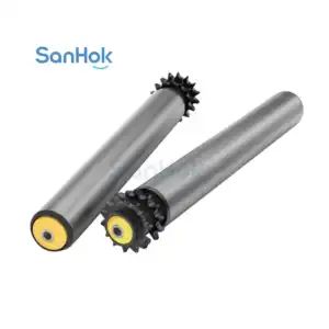Double Row Sprocket Conveyor Roller Made With SUS 201 or SUS 304 Tube With Steel Shaft Made By Sanhok
