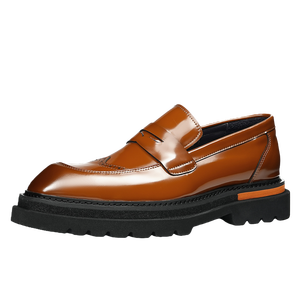 Chaussures habillées pour hommes de haute couture avec finition brillante, semelle épaisse en cuir véritable, mocassins formels pour hommes - Product Image 6
