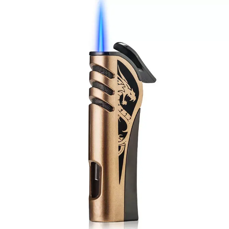 New Arrival Straight Gas Flame Cigar Lighter Personality Metal Inflatable Cigarette Lighter