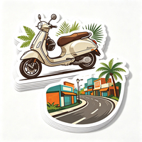 Autocollants de culture moto Haoxuan en vinyle PVC blanc pour casque de vélo, motifs urbains tropicaux, finition mate, imperméables et résistants à l'usure