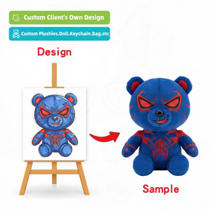 Peluches personnalisées : Ours en peluche mignon sur le thème de l'araignée, articles édition limitée pour Comic Con, peluche Kettlebell personnalisée - Product Image 1
