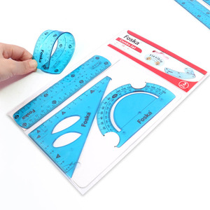 Regla de Doble Escala de 15 cm / 6 Pulgadas, Flexible, con Regla Recta 30 ° Regla Triangular y 180° °   Transportador para Medir Objetos Circulares - Product Image 6