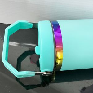 30 Oz Laser Engrave Rainbow Tumbler <b>With</b> <b>Flip</b> Straw and <b>Top</b> Handle Sports Water <b>Bottle</b> - Product Image 2