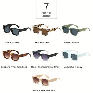 Lunettes de soleil rétro tendance 2025 personnalisables avec logo, couleur gelée, protection UV400, verres dégradés, rivets, monture carrée pour hommes et femmes - Product Image 5