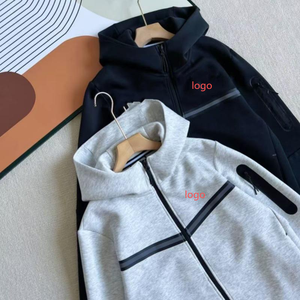 Ensemble de survêtement décontracté deux pièces pour homme en molleton technique écologique – Veste à capuche et pantalon de sport – Vente en gros - Product Image 4