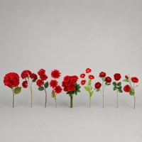 Arreglo Floral DIY para Pasillo de Boda, Ramas de Flores Artificiales de Seda, Serie Roja, Flor Artificial de Tallo Único