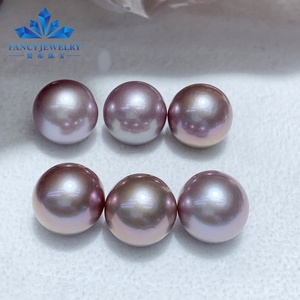 Collar de perlas reales Edison, perlas sueltas naturales de 11-12mm, color morado - Product Image 1