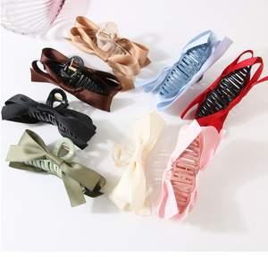 Hot Selling Personalized Women Candy Color Black Double-Sided <b>Bow</b> Grab Barrettes Medium Large Non-Slip Claws Women Sweet Style - Product Image 5