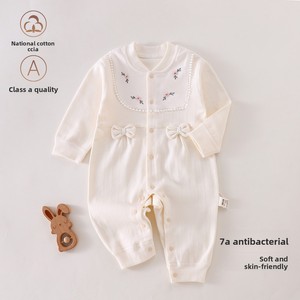 Pyjama unisexe en coton ultra-doux pour bébé, printemps, automne, <span class=keywords><strong>hiver</strong></span>, à boutonnage simple, sans couture, sans armature, en coton à fibres longues, motif floral - Product Image 2