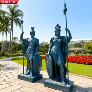 YOUFINE Custom Outdoor Estate Garden Entrada Bronce Guerrero romano con escultura de Lanza - Product Image 2