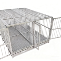 Cage d'intérieur de luxe robuste en acier inoxydable 304, pliable, avec roues et motif animalier, respirante