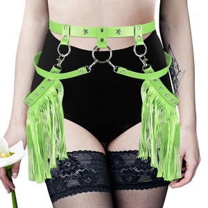 Arnés Corporal Sexy con Flecos <span class=keywords><strong>de</strong></span> Borlas para <span class=keywords><strong>Mujer</strong></span>, Cinturón <span class=keywords><strong>de</strong></span> Cuero Gótico, Atuendo para Festival Rave, Lencería Exótica Punk, Accesorio para Clubwear - Product Image 1